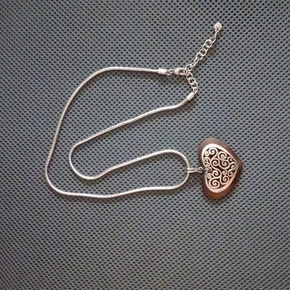 Brighton Amber and Silver Heart Wheat Chain Necklace - Picture 5 of 12